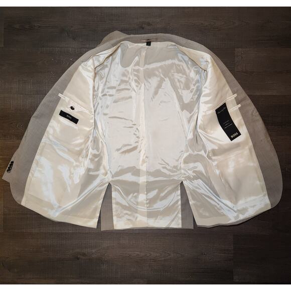 HUGO BOSS Mens Sport Coat Blazer 40R Solid Gray Marzotto Wool Two Button Notch - Picture 3 of 16